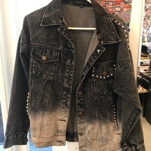 Nasty gal grey washed jean jacket with studs!